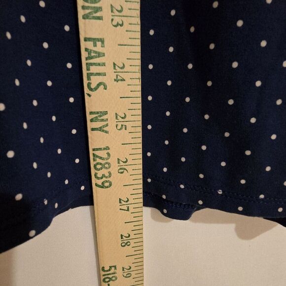 J Jill Wearever Top Womens XL Blue Polka Dot 3/4 Elastic Sleeve Rayon Nautical - Picture 8 of 15